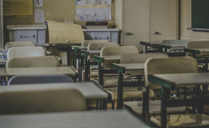 empty classroom desks.