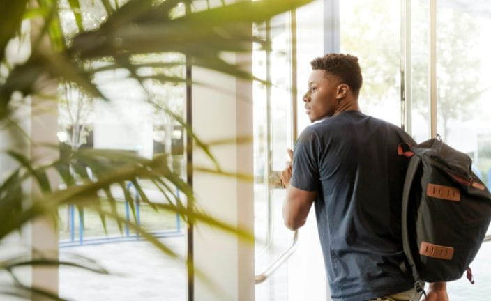 student leaving school.